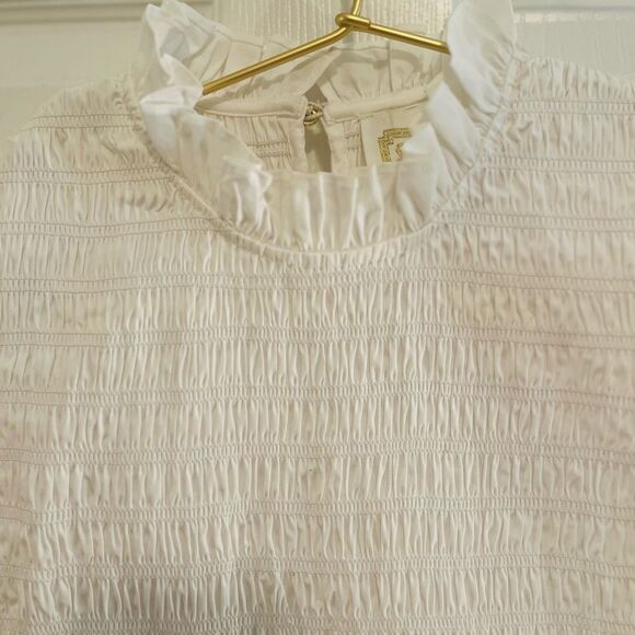 Sail to Sable White Smocked Ruffled Blouse NWOT - Picture 3 of 10
